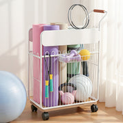 Everfit Yoga Mat Storage Rack Mobile Holder with Wheels Basket Home Gym Storage Organizer White BSR-A-SQ