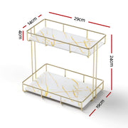 Artiss Bathroom Storage Rack 2 Tier Corner Organiser Gold Marble Look BSR-B-2T-25H-GD