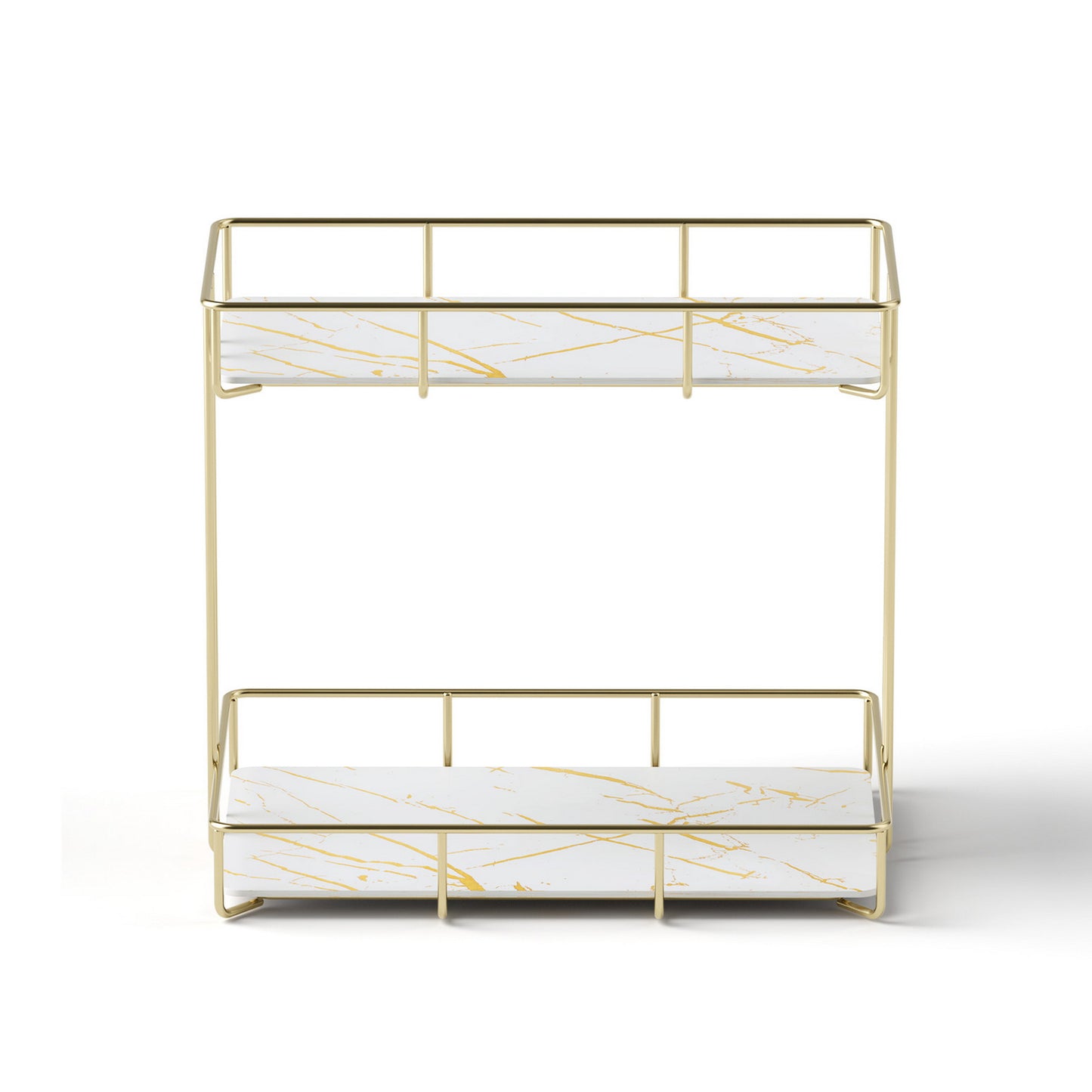 Artiss Bathroom Storage Rack 2 Tier Corner Organiser Gold Marble Look BSR-B-2T-25H-GD