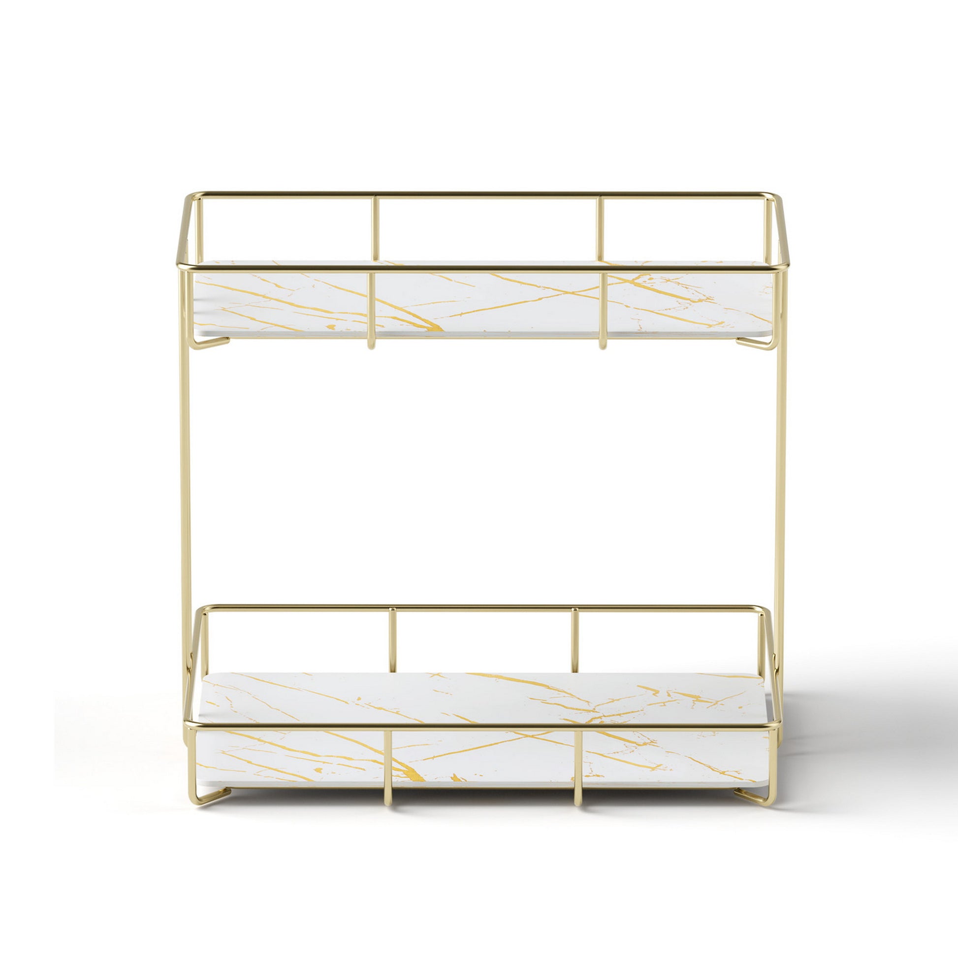 Artiss Bathroom Storage Rack 2 Tier Corner Organiser Gold Marble Look BSR-B-2T-25H-GD