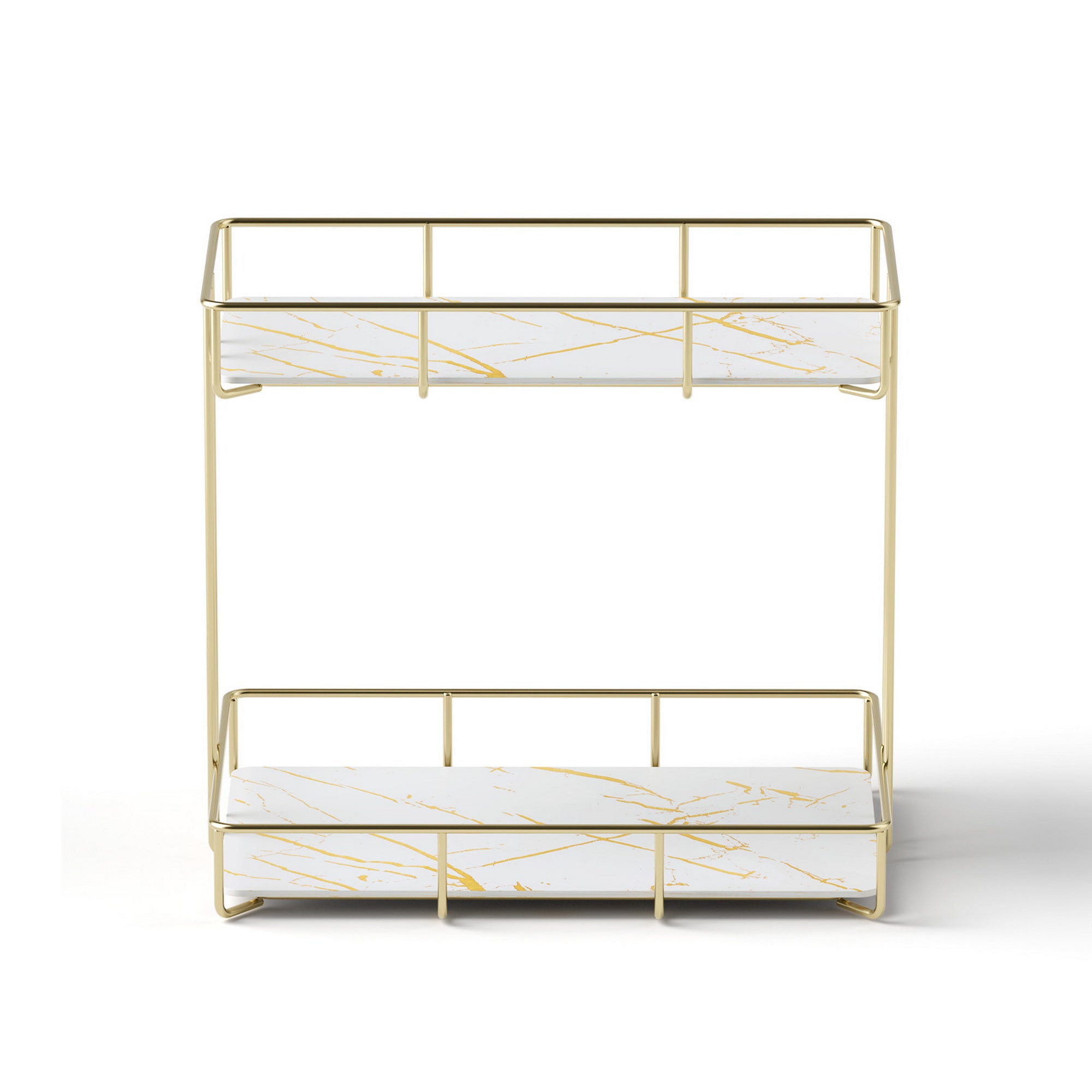 Artiss Bathroom Storage Rack 2 Tier Corner Organiser Gold Marble Look BSR-B-2T-25H-GD