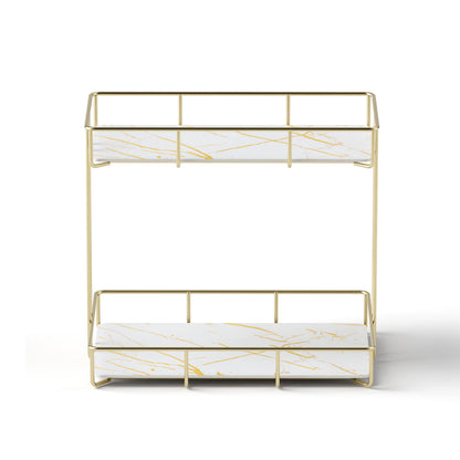 Artiss Bathroom Storage Rack 2 Tier Corner Organiser Gold Marble Look BSR-B-2T-25H-GD