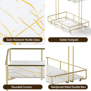 Artiss Bathroom Storage Rack 2 Tier Corner Organiser Gold Marble Look BSR-B-2T-25H-GD