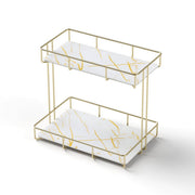 Artiss 2X Bathroom Storage Rack 2 Tier Corner Organiser Gold Marble Look BSR-B-2T-25H-GDX2