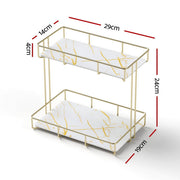 Artiss 2X Bathroom Storage Rack 2 Tier Corner Organiser Gold Marble Look BSR-B-2T-25H-GDX2