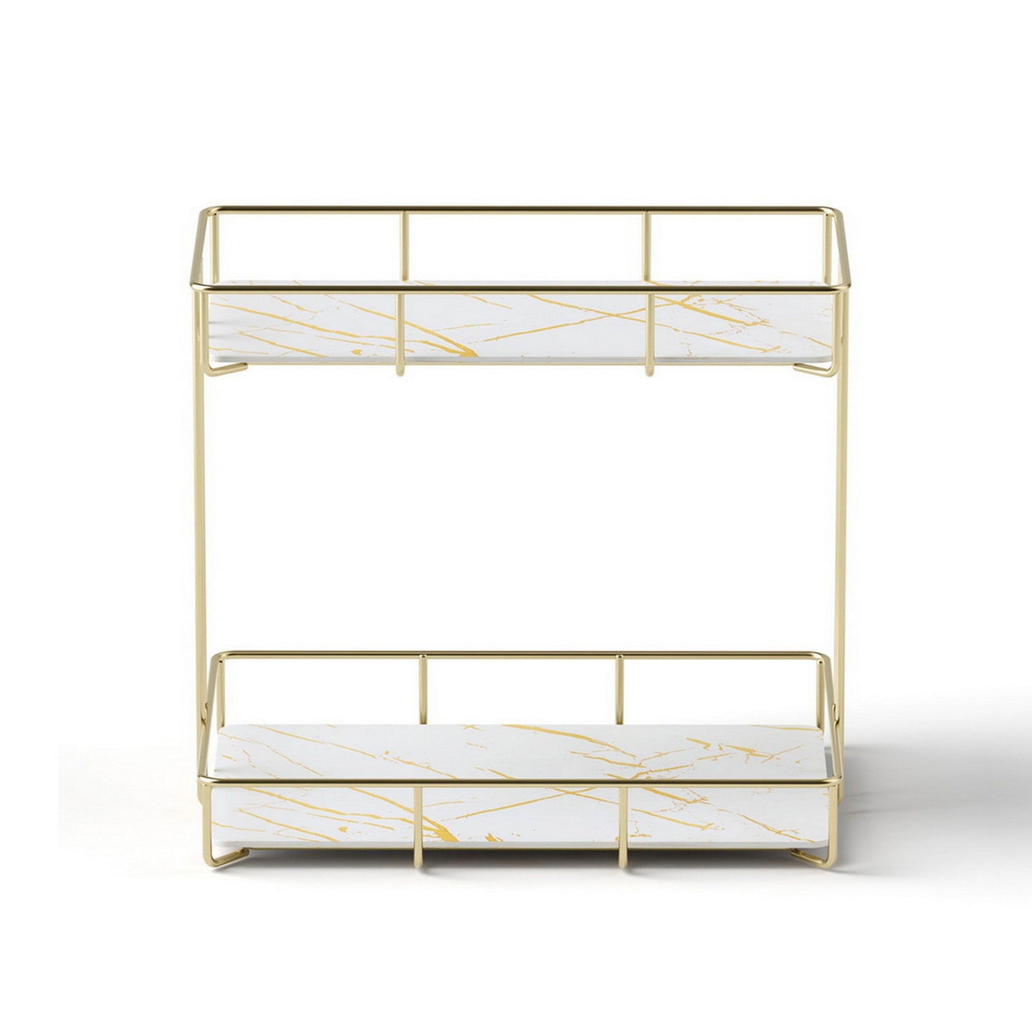 Artiss 2X Bathroom Storage Rack 2 Tier Corner Organiser Gold Marble Look BSR-B-2T-25H-GDX2
