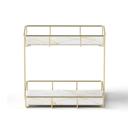 Artiss 2X Bathroom Storage Rack 2 Tier Corner Organiser Gold Marble Look BSR-B-2T-25H-GDX2
