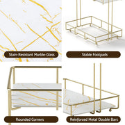 Artiss 2X Bathroom Storage Rack 2 Tier Corner Organiser Gold Marble Look BSR-B-2T-25H-GDX2