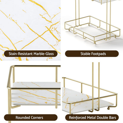 Artiss 2X Bathroom Storage Rack 2 Tier Corner Organiser Gold Marble Look BSR-B-2T-25H-GDX2