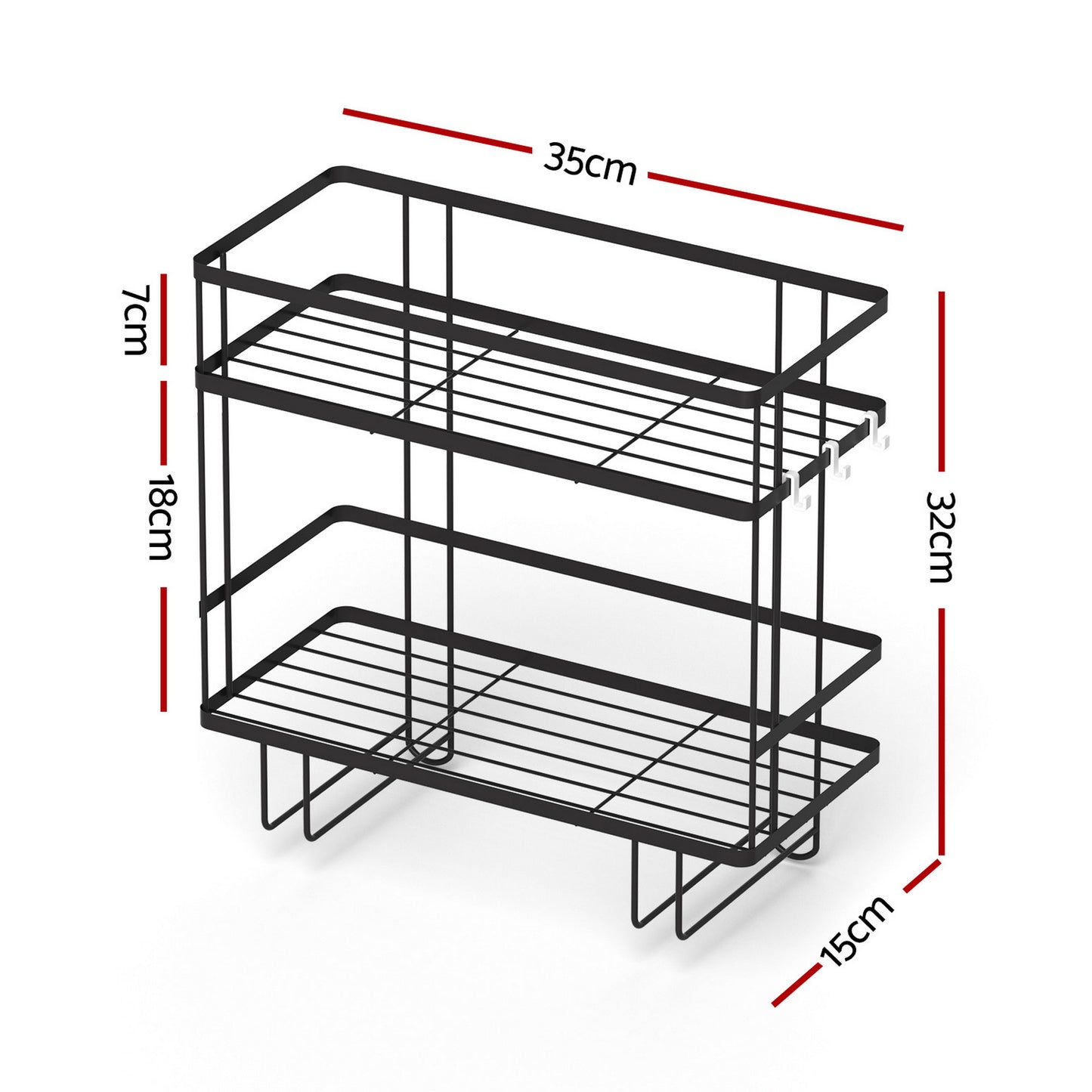 Artiss Over Toilet Storage Rack Bathroom Shelf Organizer 2 Tier BSR-B-2T-36H-BK