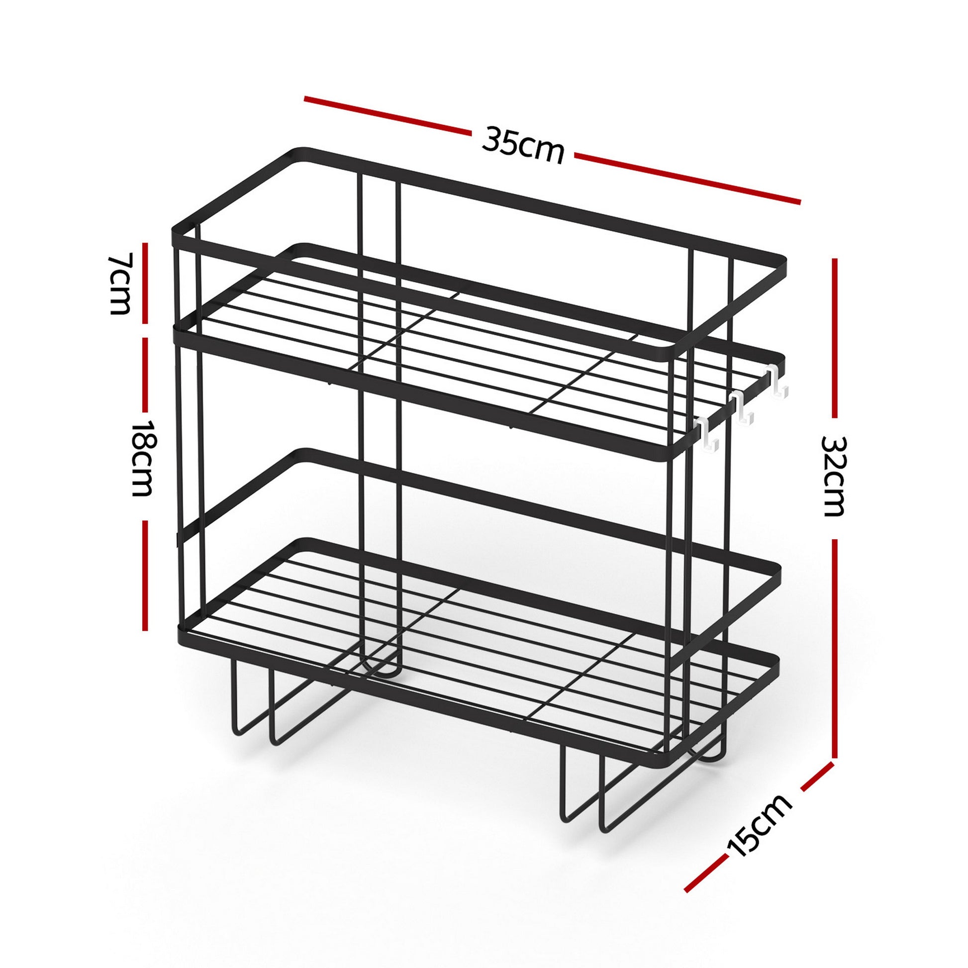 Artiss Over Toilet Storage Rack Bathroom Shelf Organizer 2 Tier BSR-B-2T-36H-BK