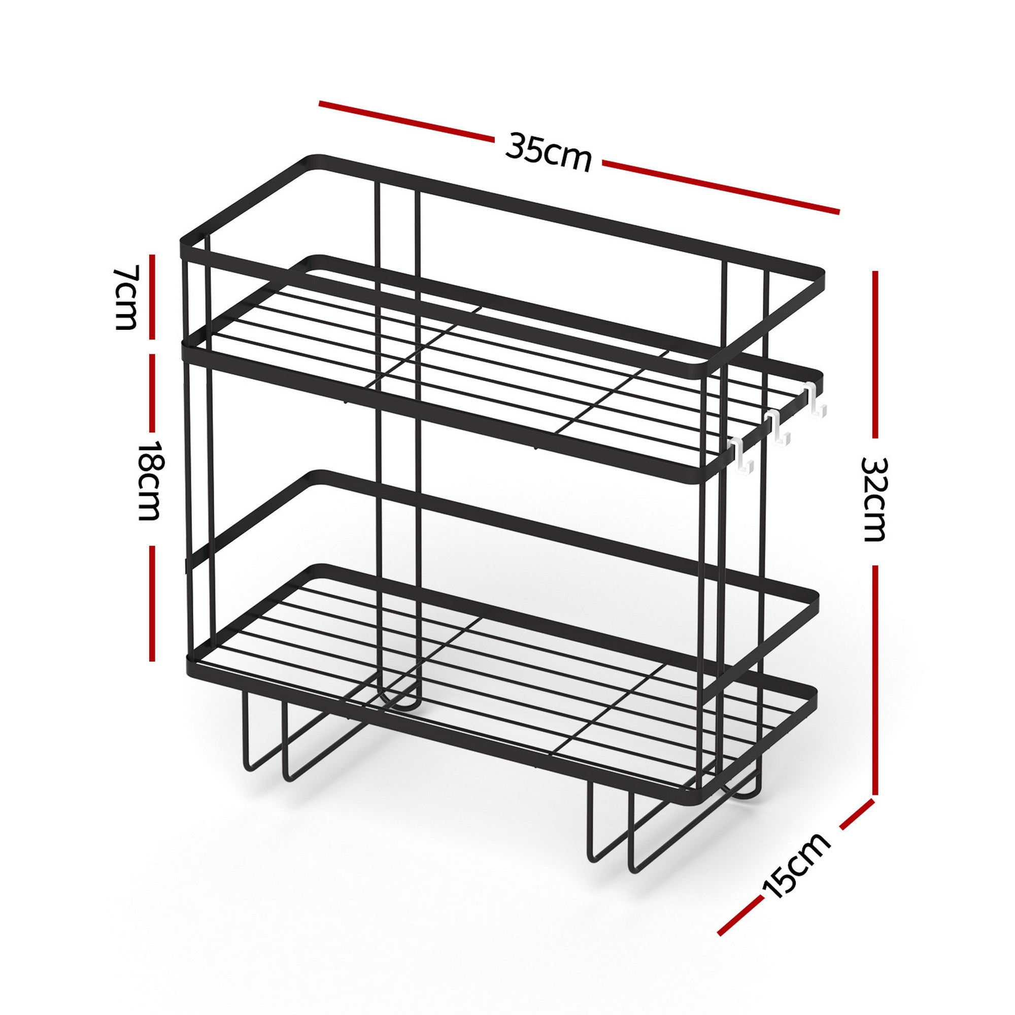 Artiss Over Toilet Storage Rack Bathroom Shelf Organizer 2 Tier BSR-B-2T-36H-BK