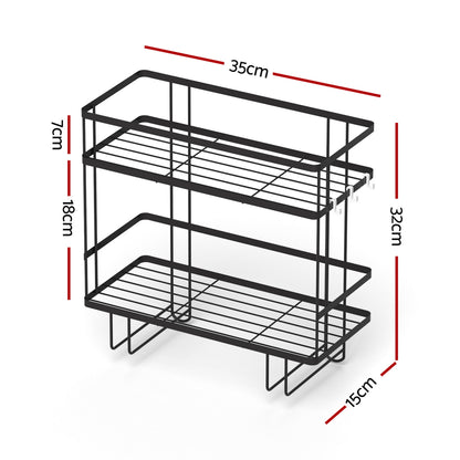 Artiss Over Toilet Storage Rack Bathroom Shelf Organizer 2 Tier BSR-B-2T-36H-BK