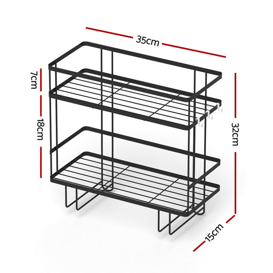 Artiss Over Toilet Storage Rack Bathroom Shelf Organizer 2 Tier BSR-B-2T-36H-BK