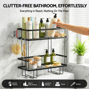 Artiss Over Toilet Storage Rack Bathroom Shelf Organizer 2 Tier BSR-B-2T-36H-BK