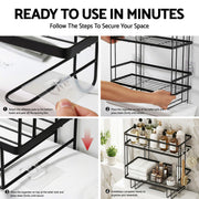 Artiss Over Toilet Storage Rack Bathroom Shelf Organizer 2 Tier BSR-B-2T-36H-BK