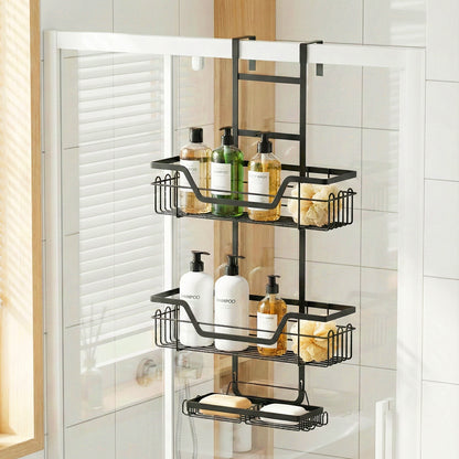 Artiss 3 Tier Over The Door Shower Caddy Hanging Bathroom Storage Organizer BSR-B-3T-62H-BK