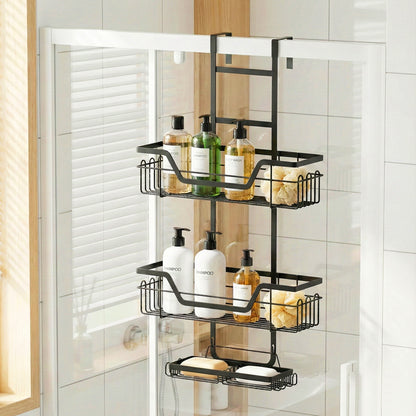 Artiss 3 Tier Over The Door Shower Caddy Hanging Bathroom Storage Organizer BSR-B-3T-62H-BK