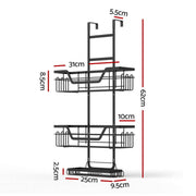 Artiss 2X 3 Tier Over The Door Shower Caddy Hanging Bathroom Storage Organizer BSR-B-3T-62H-BKX2