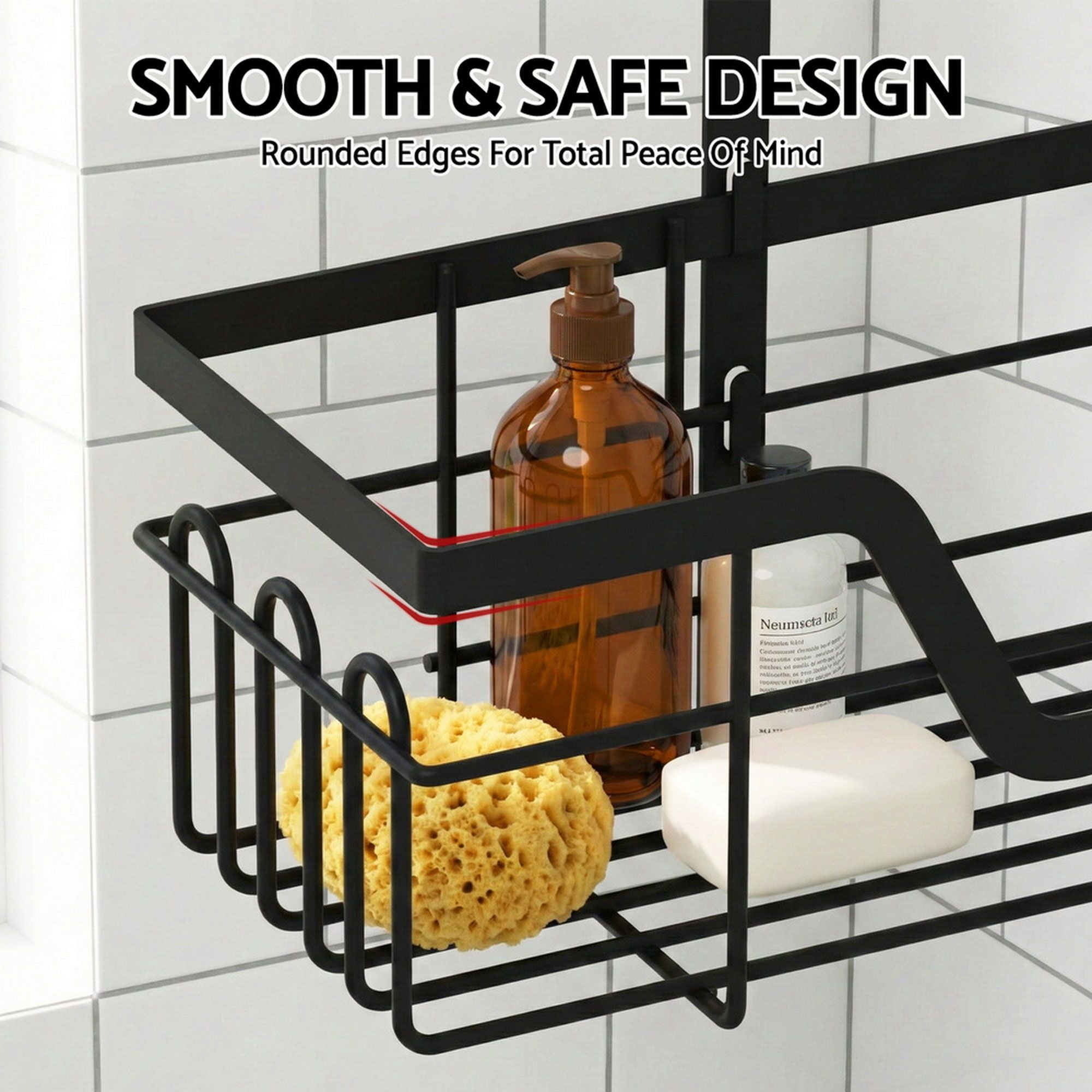 Artiss 2X 3 Tier Over The Door Shower Caddy Hanging Bathroom Storage Organizer BSR-B-3T-62H-BKX2