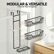 Artiss 2X 3 Tier Over The Door Shower Caddy Hanging Bathroom Storage Organizer BSR-B-3T-62H-BKX2