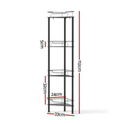 Artiss 4 Tier Floor Standing Corner Shower Caddy Bathroom Organizer Black BSR-B-4T-110H-BK