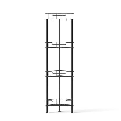 Artiss 4 Tier Floor Standing Corner Shower Caddy Bathroom Organizer Black BSR-B-4T-110H-BK