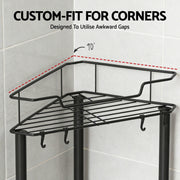 Artiss 4 Tier Floor Standing Corner Shower Caddy Bathroom Organizer Black BSR-B-4T-110H-BK