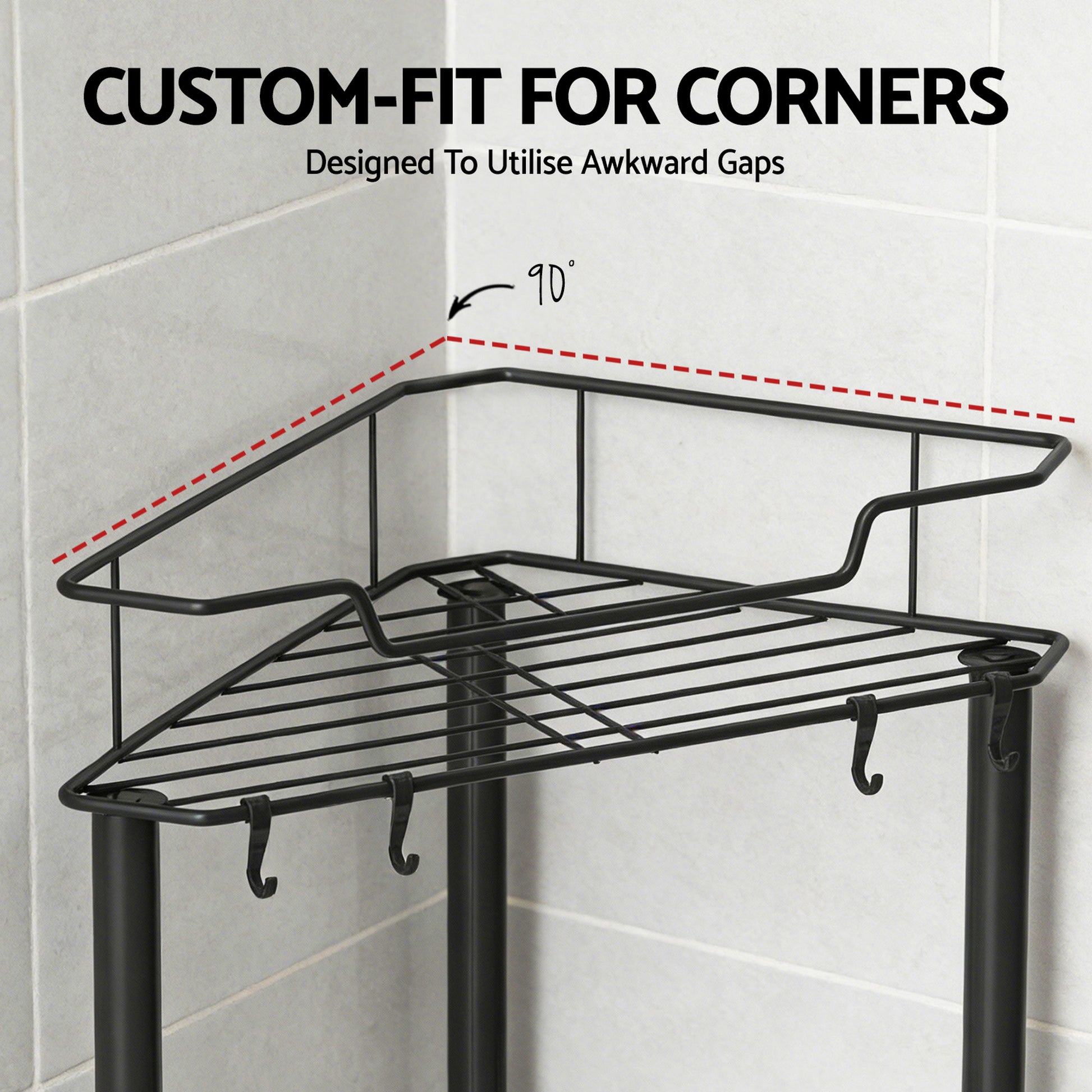 Artiss 4 Tier Floor Standing Corner Shower Caddy Bathroom Organizer Black BSR-B-4T-110H-BK