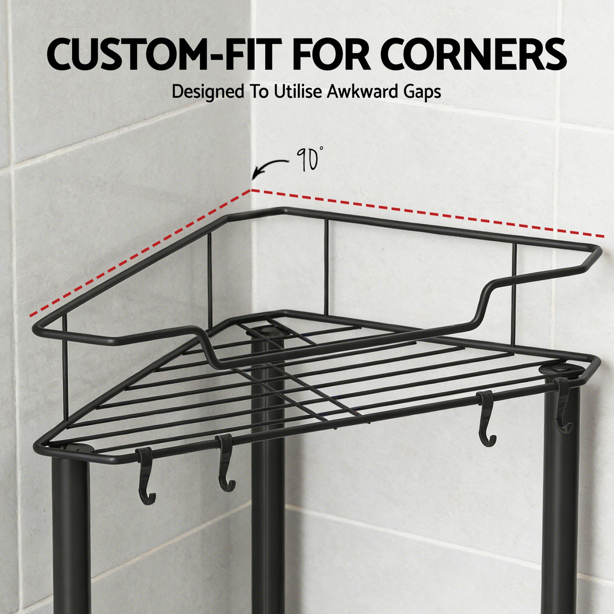 Artiss 4 Tier Floor Standing Corner Shower Caddy Bathroom Organizer Black BSR-B-4T-110H-BK