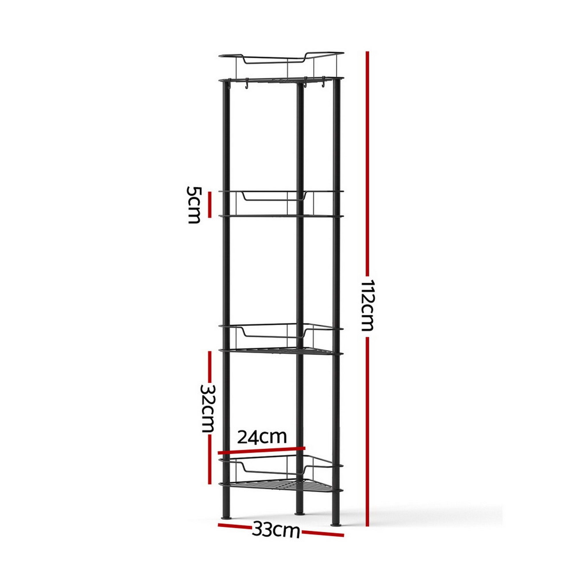 Artiss 2x Floor Standing Shower Caddy 4 Tier Rustproof Bathroom Storage BSR-B-4T-110H-BKX2