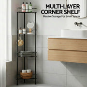 Artiss 2x Floor Standing Shower Caddy 4 Tier Rustproof Bathroom Storage BSR-B-4T-110H-BKX2