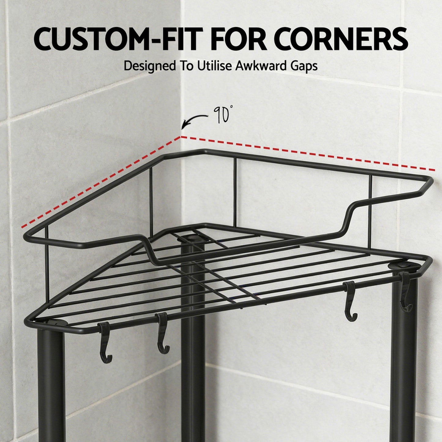 Artiss 2x Floor Standing Shower Caddy 4 Tier Rustproof Bathroom Storage BSR-B-4T-110H-BKX2