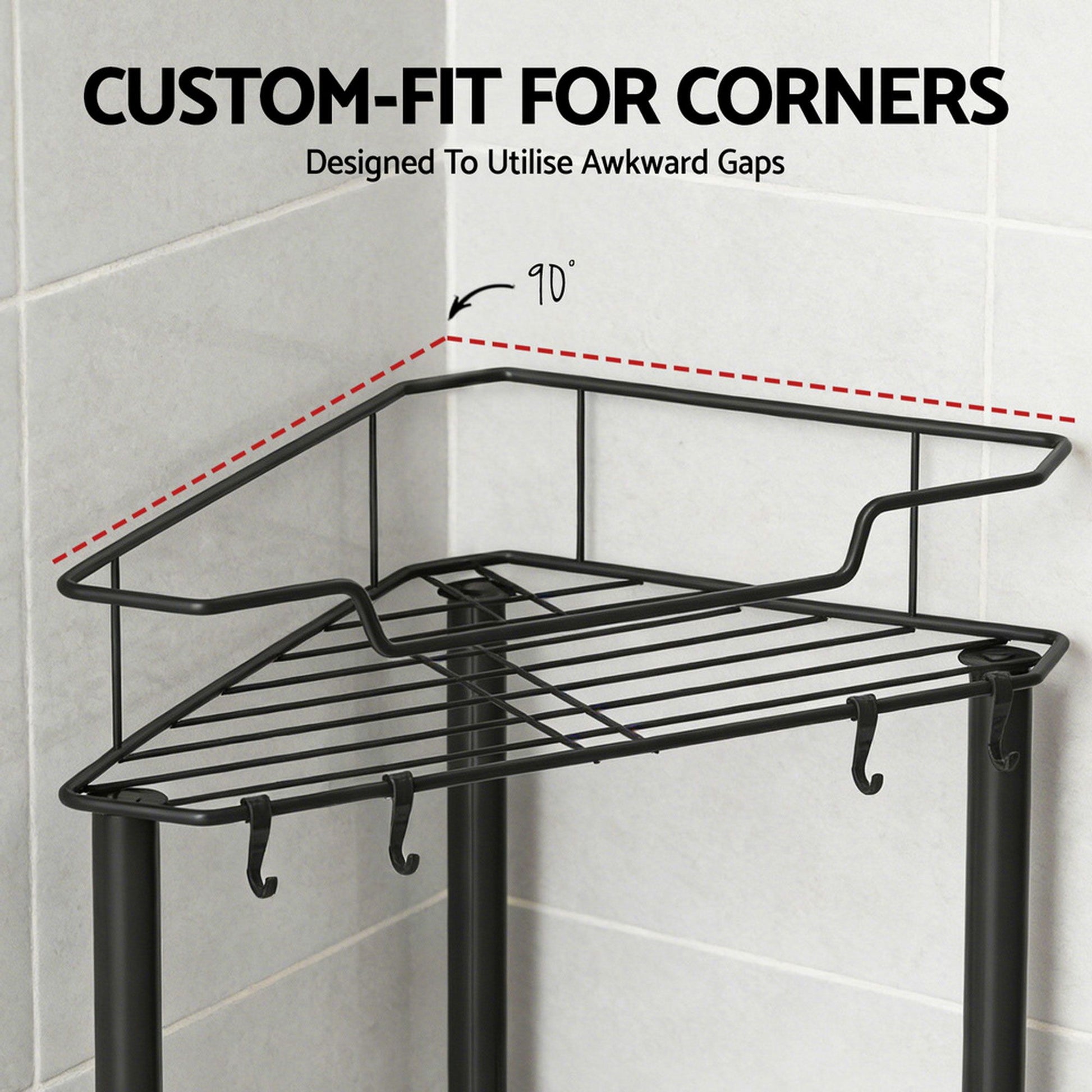 Artiss 2x Floor Standing Shower Caddy 4 Tier Rustproof Bathroom Storage BSR-B-4T-110H-BKX2