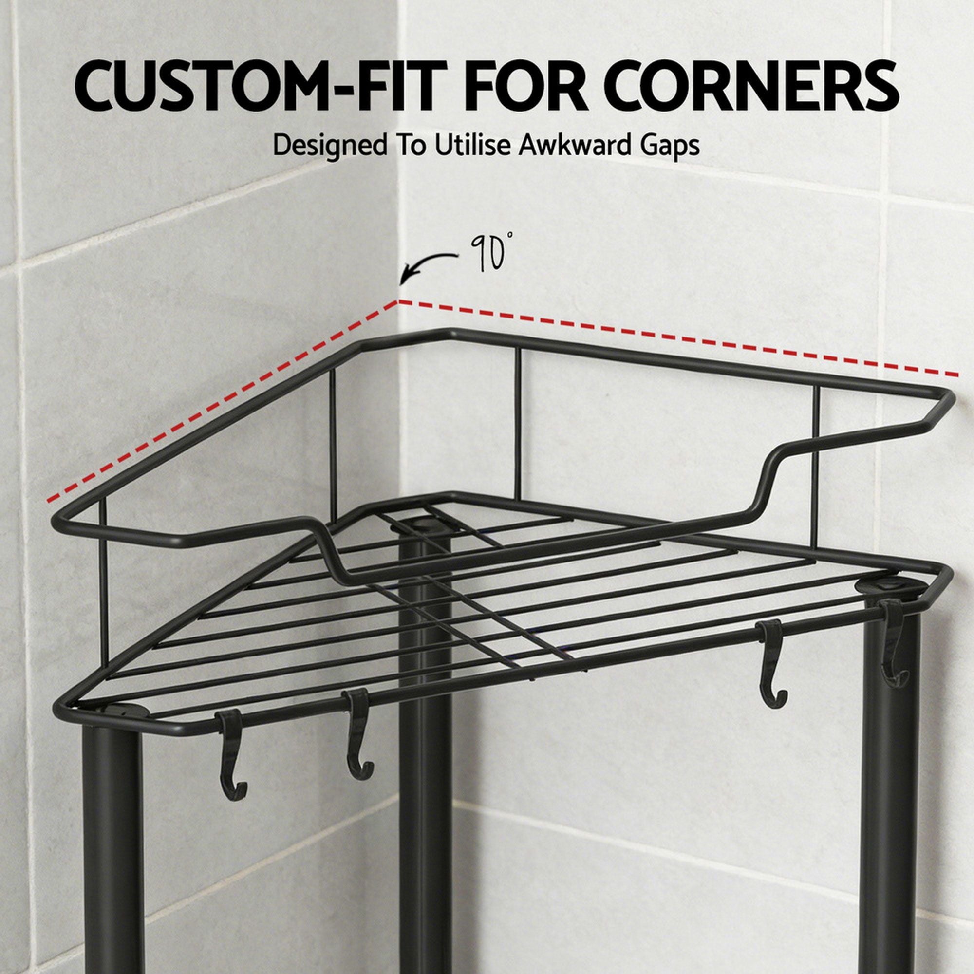 Artiss 2x Floor Standing Shower Caddy 4 Tier Rustproof Bathroom Storage BSR-B-4T-110H-BKX2
