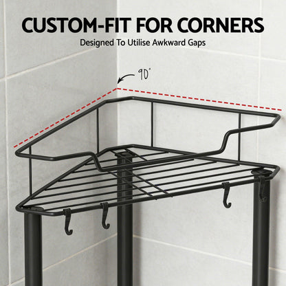Artiss 2x Floor Standing Shower Caddy 4 Tier Rustproof Bathroom Storage BSR-B-4T-110H-BKX2