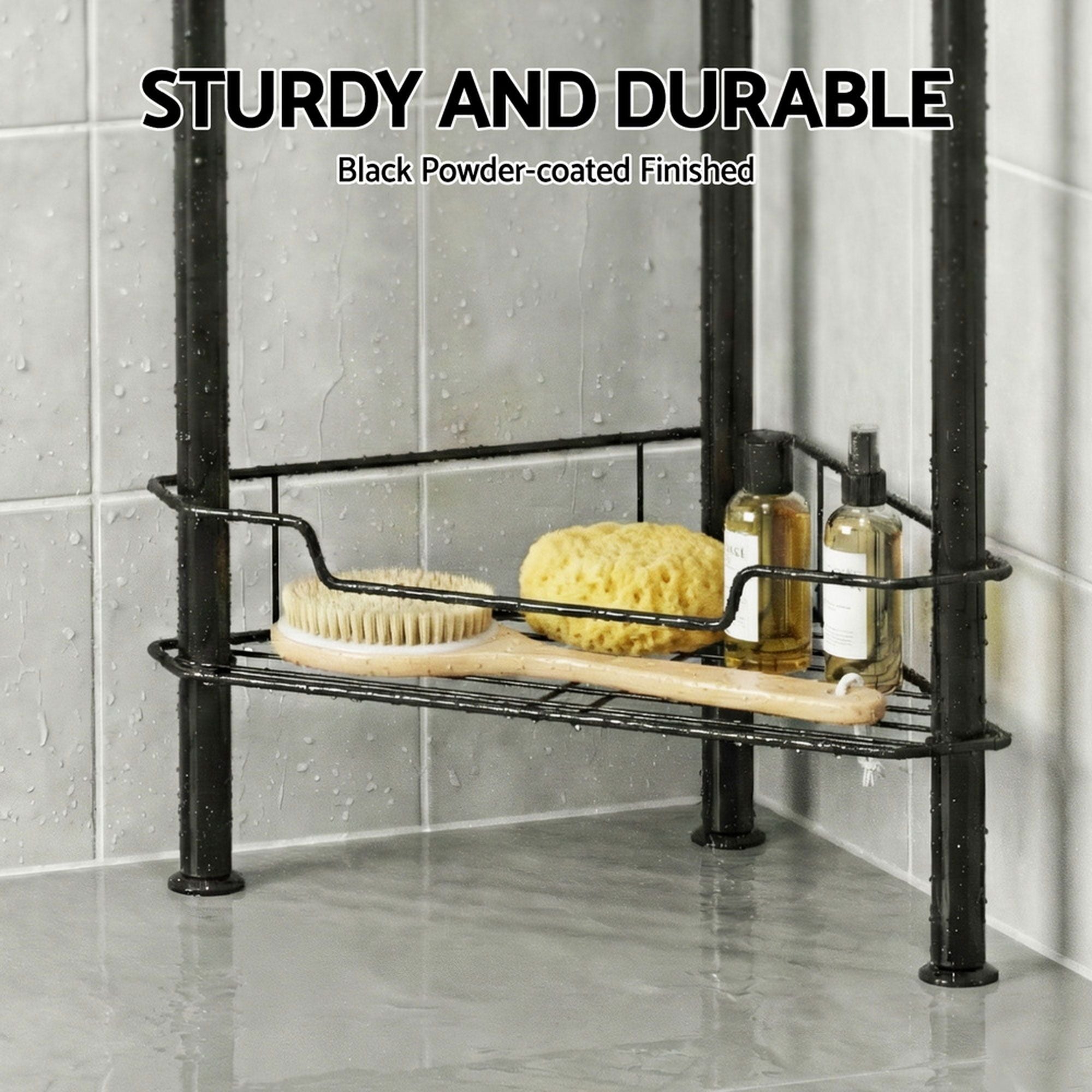 Artiss 2x Floor Standing Shower Caddy 4 Tier Rustproof Bathroom Storage BSR-B-4T-110H-BKX2