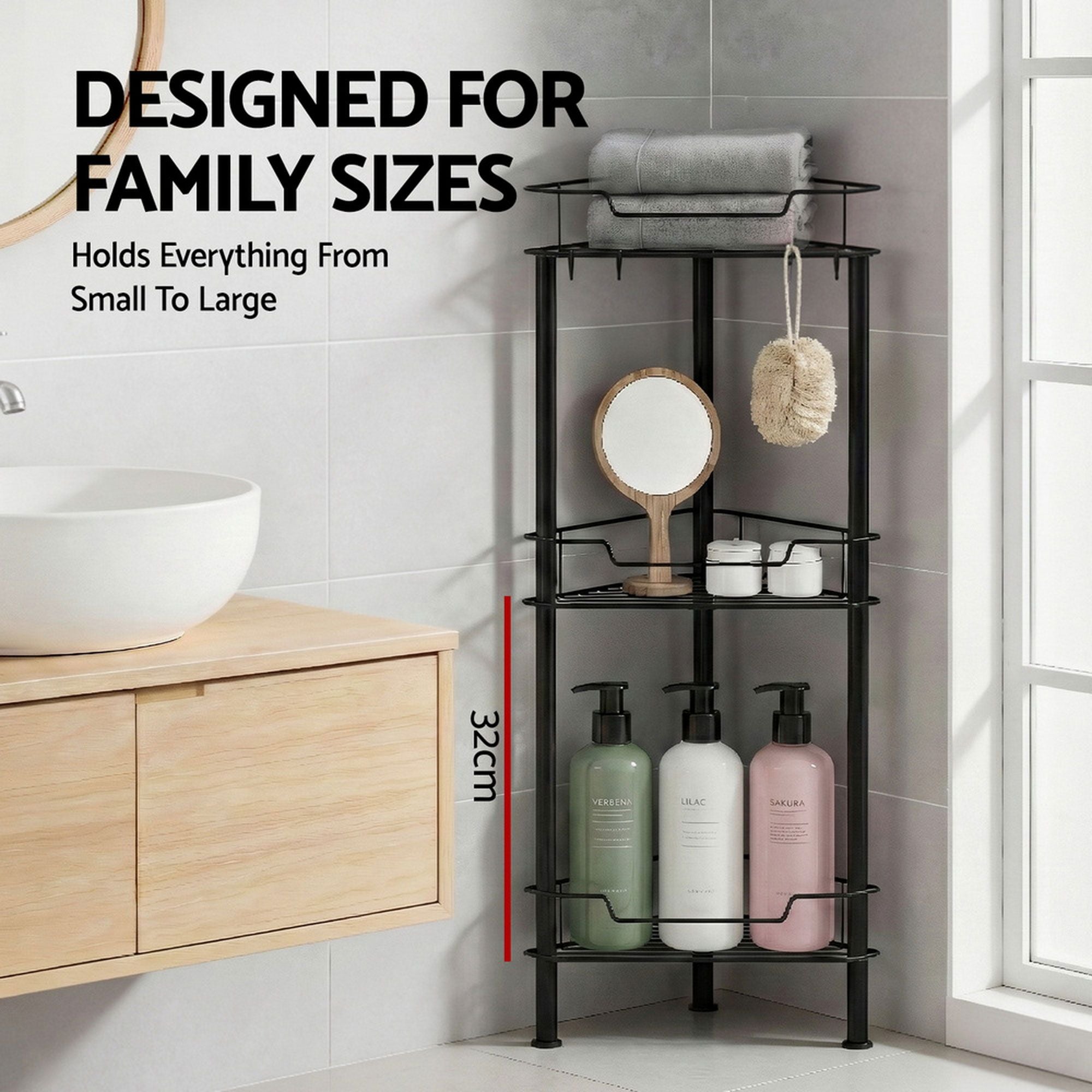 Artiss 2x Floor Standing Shower Caddy 4 Tier Rustproof Bathroom Storage BSR-B-4T-110H-BKX2