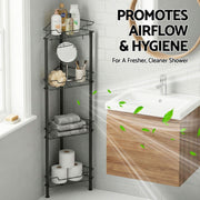 Artiss 2x Floor Standing Shower Caddy 4 Tier Rustproof Bathroom Storage BSR-B-4T-110H-BKX2