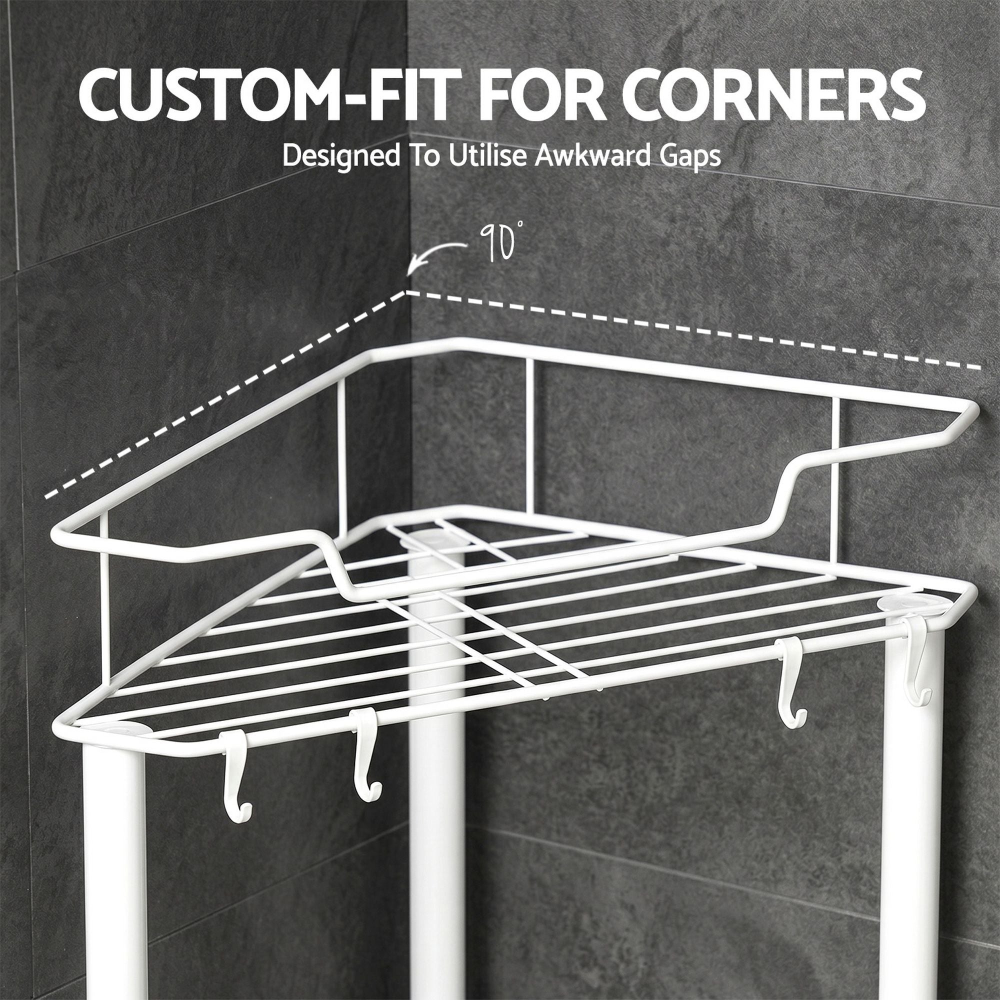 Artiss 4 Tier Floor Standing Corner Shower Caddy Bathroom Organizer White