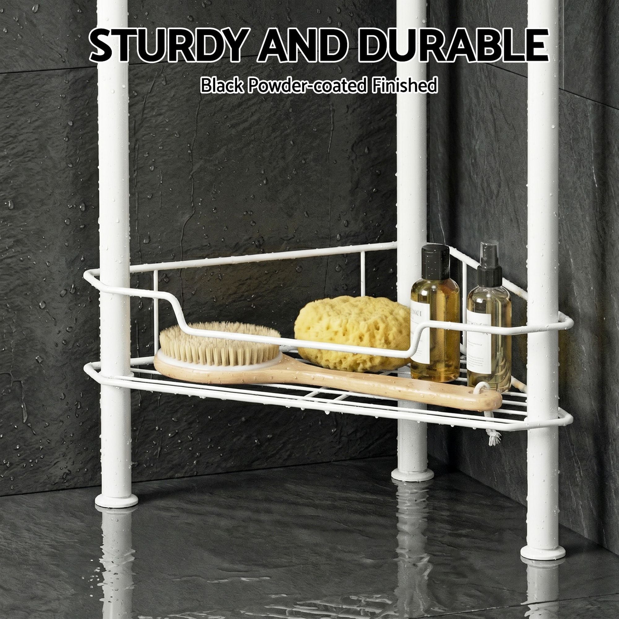 Artiss 4 Tier Floor Standing Corner Shower Caddy Bathroom Organizer White