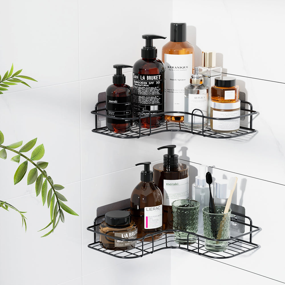 Cefito 2 Packs Bathroom Shelf Corner Storage Rack BSR-D-WALL-01-BK
