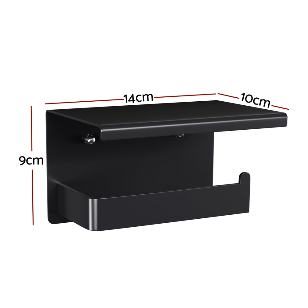 Cefito Toilet Paper Roll Holder w/ Storage Shelf BSR-TOILET-01-BK