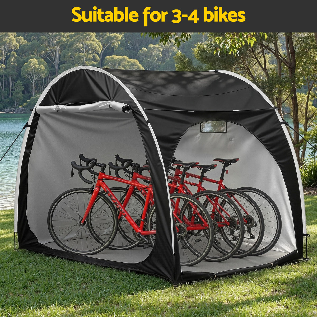 Giantz Bike Storage Tent Outdoor Waterproof UV Resistant Shelter w/ Ventilation BST-210D-M150-GY