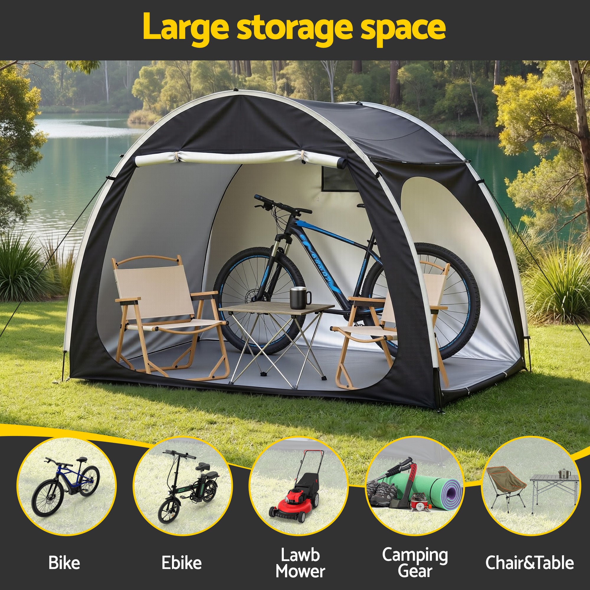 Giantz Bike Storage Tent Outdoor Waterproof UV Resistant Shelter w/ Ventilation BST-210D-M150-GY