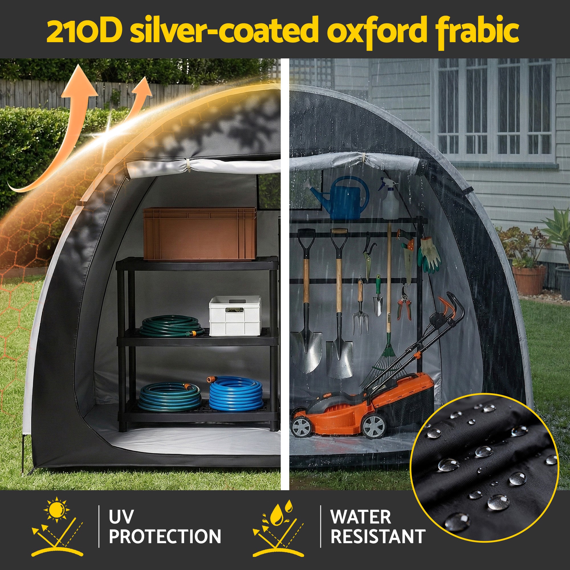 Giantz Bike Storage Tent Outdoor Waterproof UV Resistant Shelter w/ Ventilation BST-210D-M150-GY