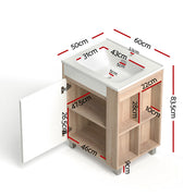 Cefito Vanity Unit 835mm Basin Bathroom Cabinet Side Storage Free Standing Sink BV-CA-600-SS-WDWH-AB