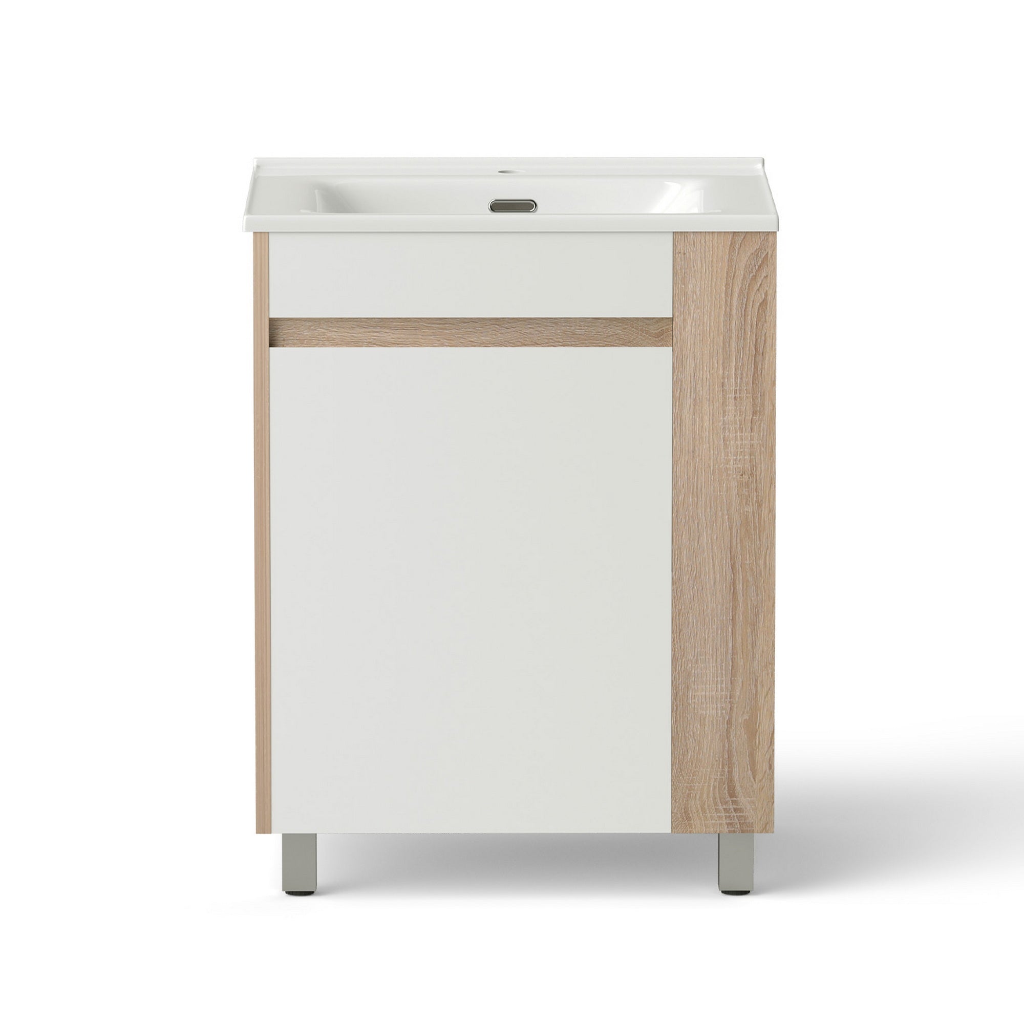 Cefito Vanity Unit 835mm Basin Bathroom Cabinet Side Storage Free Standing Sink BV-CA-600-SS-WDWH-AB