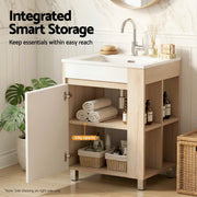 Cefito Vanity Unit 835mm Basin Bathroom Cabinet Side Storage Free Standing Sink BV-CA-600-SS-WDWH-AB