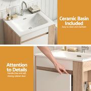 Cefito Vanity Unit 835mm Basin Bathroom Cabinet Side Storage Free Standing Sink BV-CA-600-SS-WDWH-AB